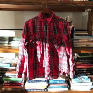 Lauren Jeans CO Red Plaid Button Down Shirt, L EUC